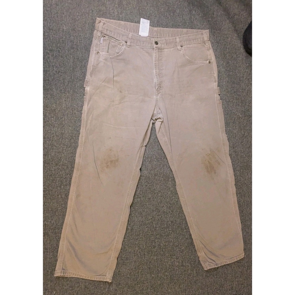 Vintage Carhartt Mens Pants Size 40x32 Beige Loose Fit Cargo Work Wear RN 14806
